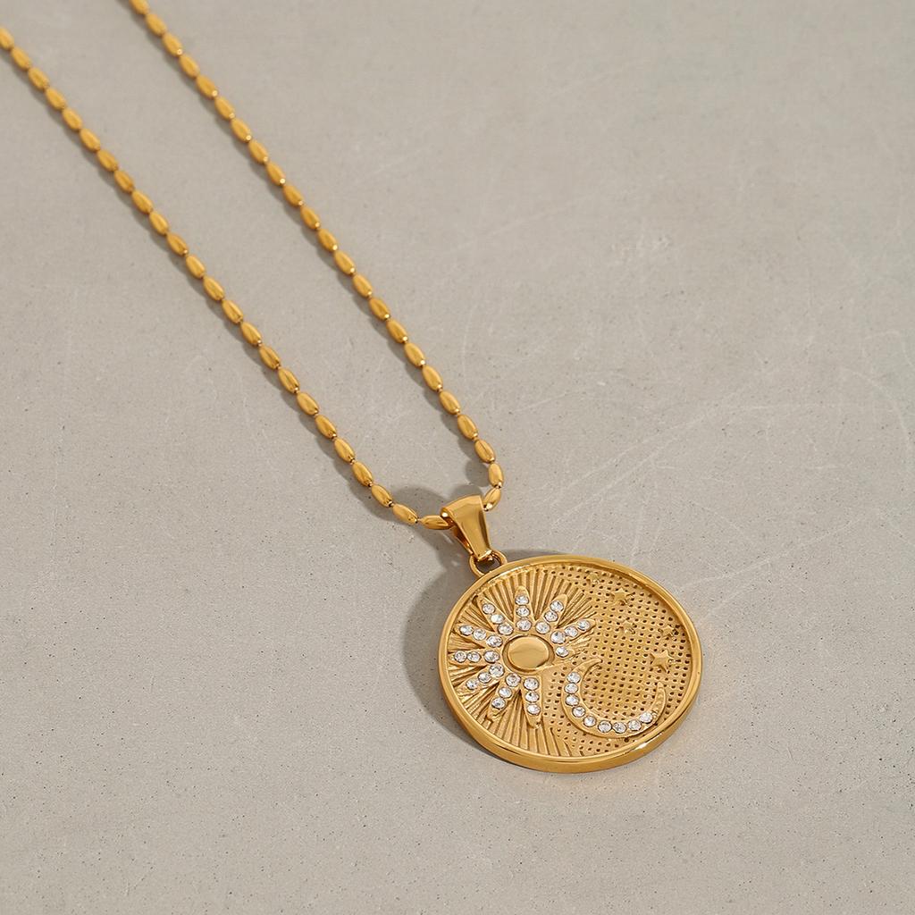 Edelstahl Sterne Mond Anhänger Halskette Wasserbeständig Metall Mode Statement Schmuck Zubehör für Frauen