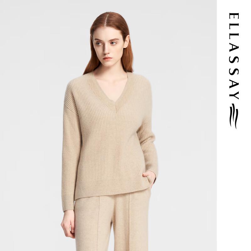 

ELLASSAY Women s 100% Cashmere Layered V-Neck Knit Top M