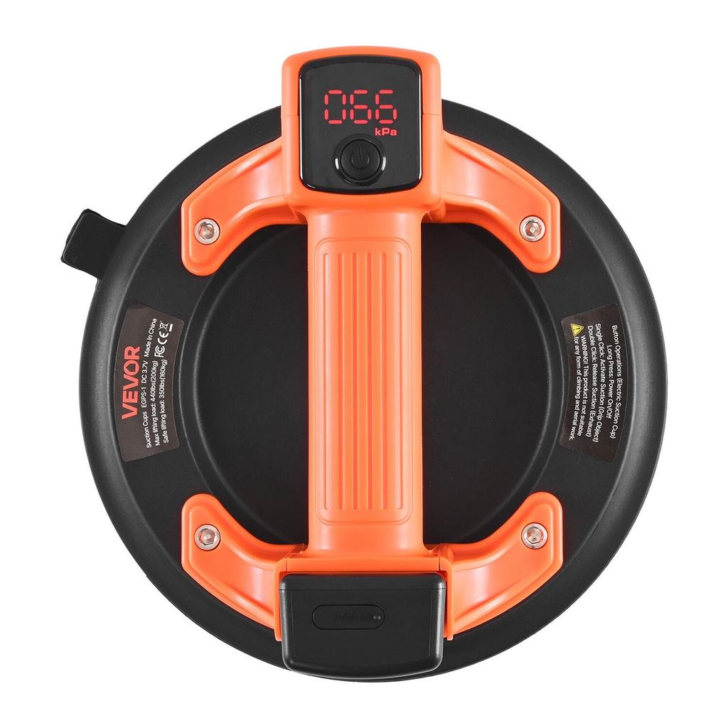 Electric Suction Cup, 203 Mm Vacuum Glass Lifter with Digital Display for Suction Power & Battery Level, 200 Kg Max Lifting Capacity Tile Suction Cup