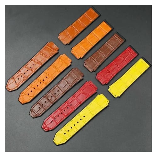 Small Shop Genuine Leather Strap Fits Hublot Big Bang Series Men's and Women's Rubber Leather Sports Watch Bracelet, 19x25mm, Watch Accessories (Grey)