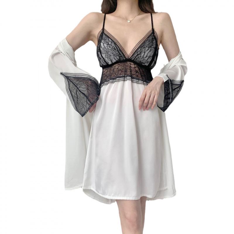 2025 Summer Luxury Satin Camisole Nightgown Set with Chest Pad - Women's Two-Piece Light Home & Outdoor Wear