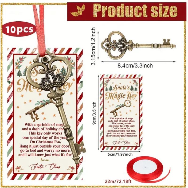 

10sets Vintage Santa Claus Christmas Ornaments, Bulk Santa Key Decorations for Christmas Eve Decor, Holiday Party Favors