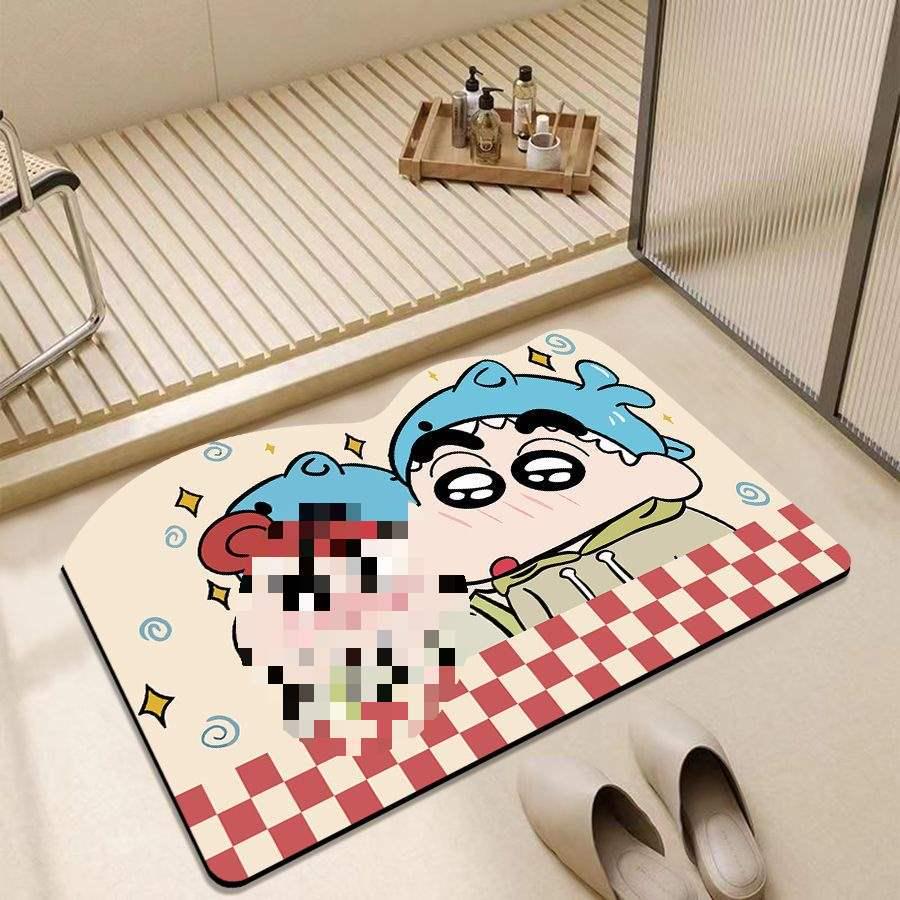 Crayon Shin-chan Quick-Dry Bathroom Diatomite Floor Mat - Non-Slip Absorbent Foot Pad