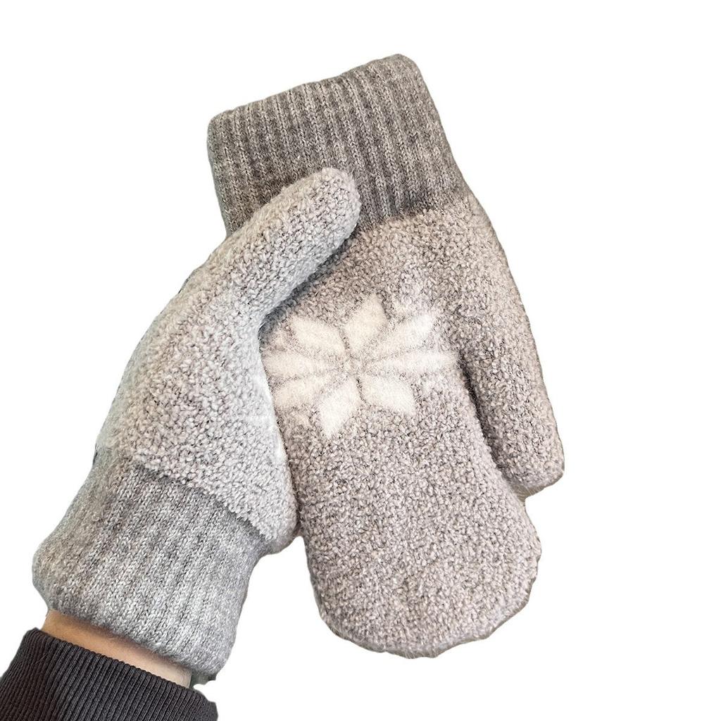 Snowflake Gloves for Women In Winter Thickened with Velvet Warm  Windproof and Coldproof for Students  Outdoor Cycling and Mittens
