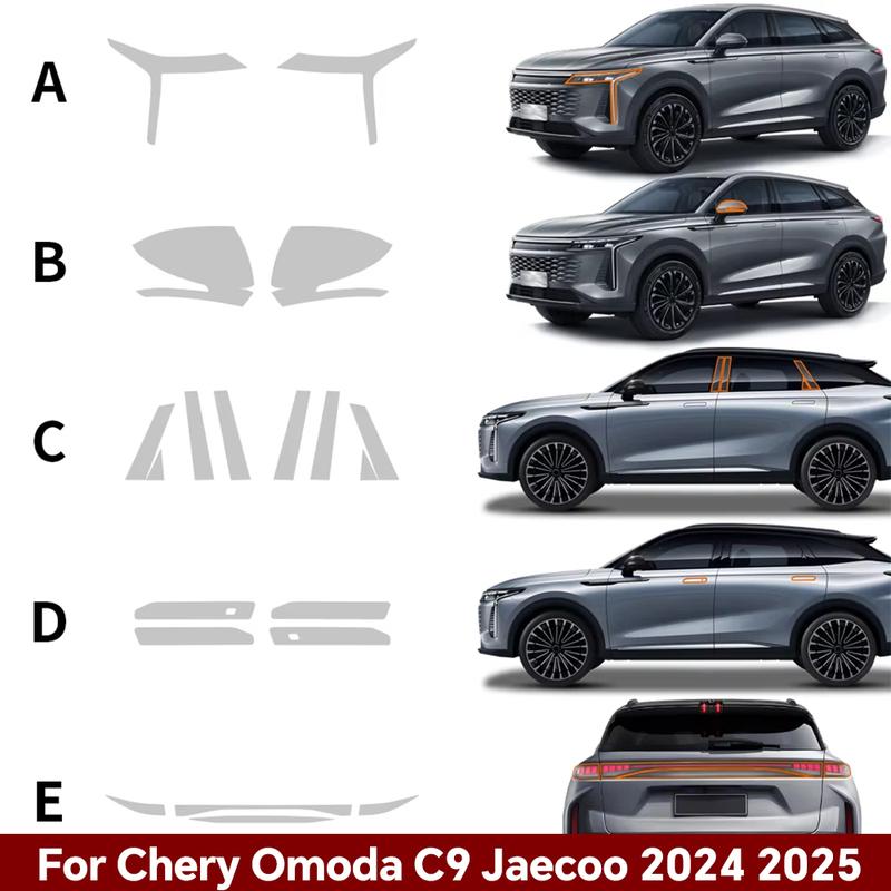 

Headlight Rearview Door Handle B C Pillar TPU Protection Film For Chery Omoda C9 Jaecoo 2024 2025 Anti-scratch Pre-cut Clear PPF Clear Film