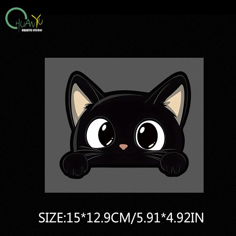 Black Kitten Cartoon Cute Car Body Scratch Cover Personal Creative Waterproof Electric Bike Motorcycle Sticker Decal