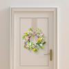 Small Easter Egg Wreath for Front Door Artificial Spring Colorful Eggs Wreath Farmhouse Hanging Kitchen Cabinet Wreath with Ribbon