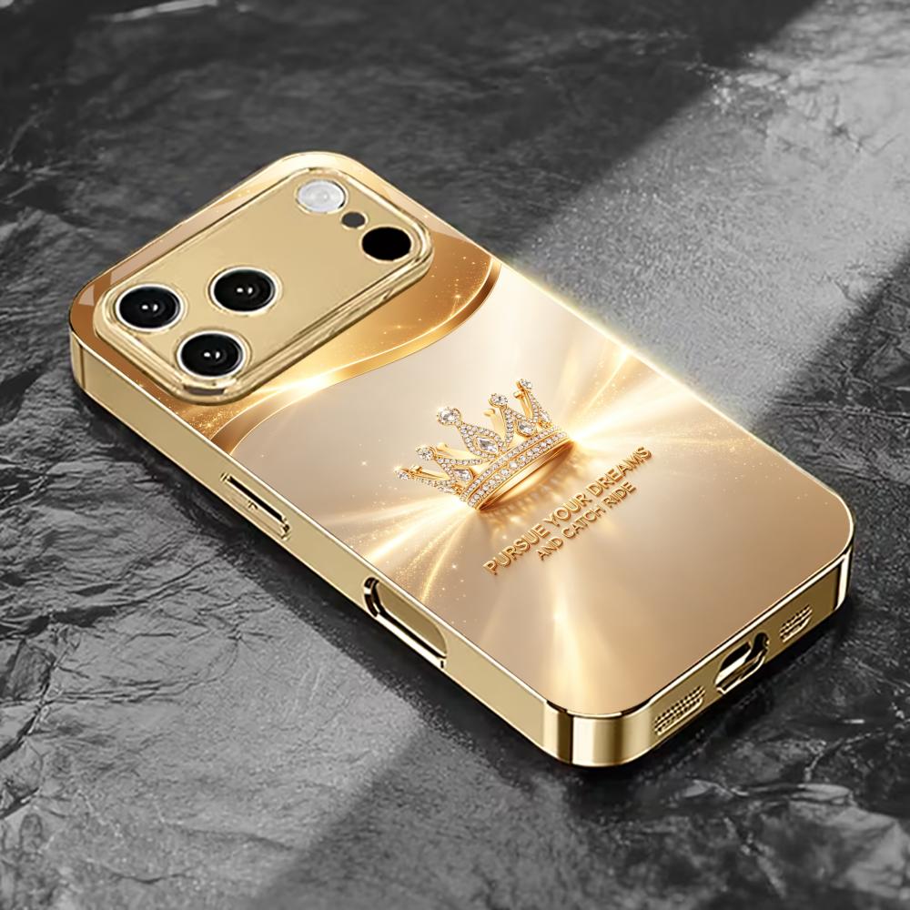 Fashionable Simple Crown phone case for funda iphone for iphone 17 pro max cover glass for iPhone 17 16 15 14 13 12pm Pro Plus