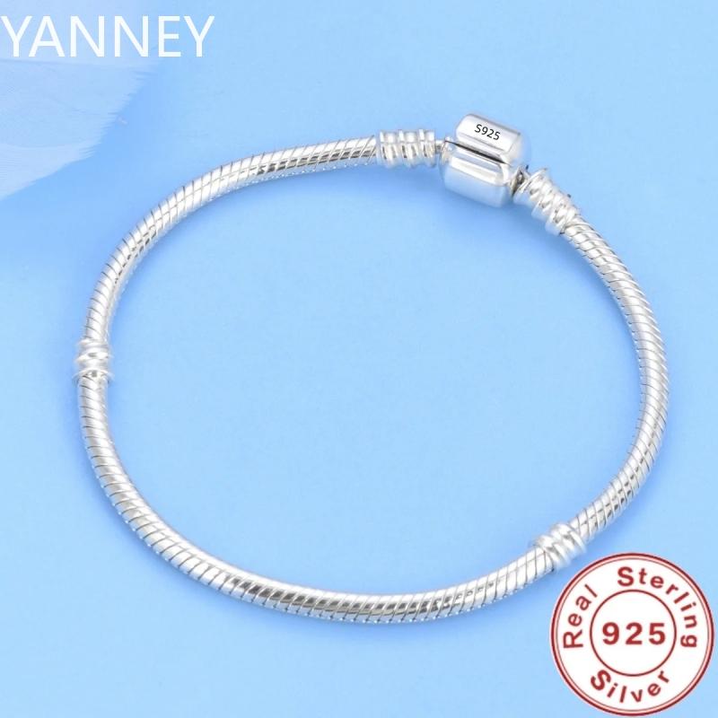 Beroemd Origineel Gecertificeerd 925 Zilveren Armband voor Vrouwen DIY Charms Kralen Slang Schakelketting Klassiek Polssieraad