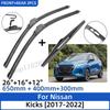 3PCS For Nissan Kicks 2017-2025 26"+16"+12" Front Rear Wiper Blades Windshield Windscreen Window Cutter Accessories 2017 2018