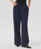 Aheule Sero Linen-Like Stripe Banding Wide Straight Pants_Navy