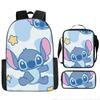 Stitch Backpack Set 3-Piece School Bag Computer Backpack Crossbody Bag Pencil Case Multifunctional Stationery Kit