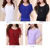 Blouse Shirt Chiffon Short Sleeve Top Cut and Sew Butterfly Flare Sleeve 7002 Tunic Blouse White Blouse Flare Sleeve 7002 [Lunar Berry] Women's (XL,