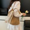 Artistic Small Fresh Straw Hollow Tote Bag Women's 2025 Summer Large-capacity Leisure Vacation Shoulder Beach Bag