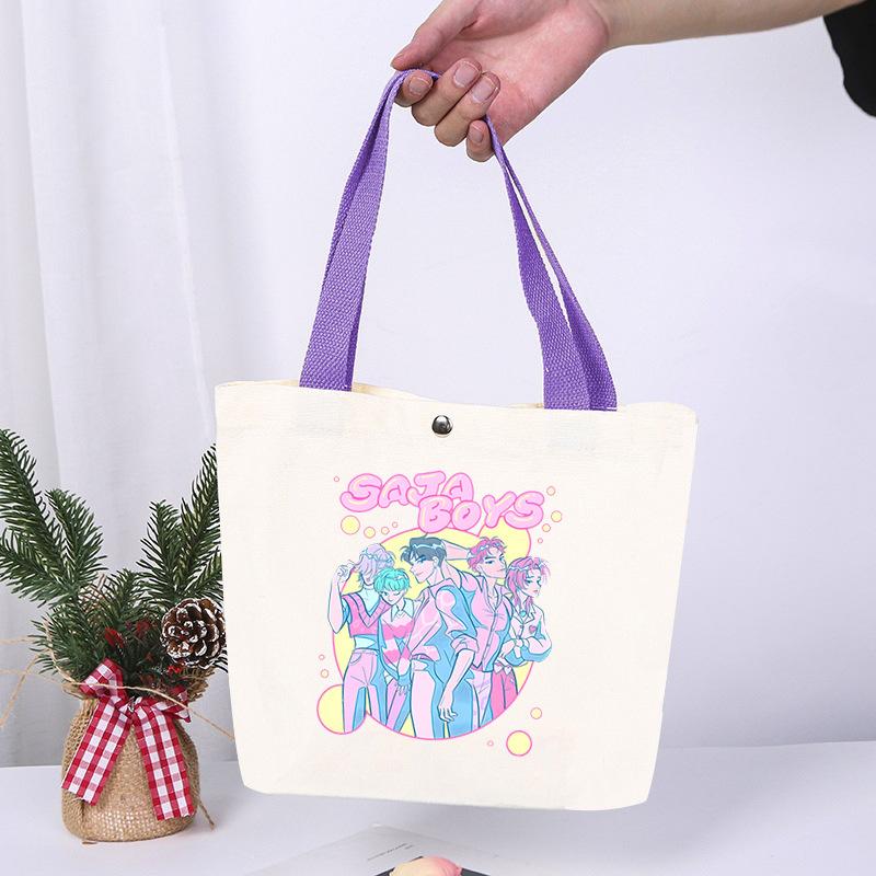 K-Pop Animation Cartoon Printing High Value Fashion Simple Canvas Bag Going Out Portable Shopping Bag Handbag