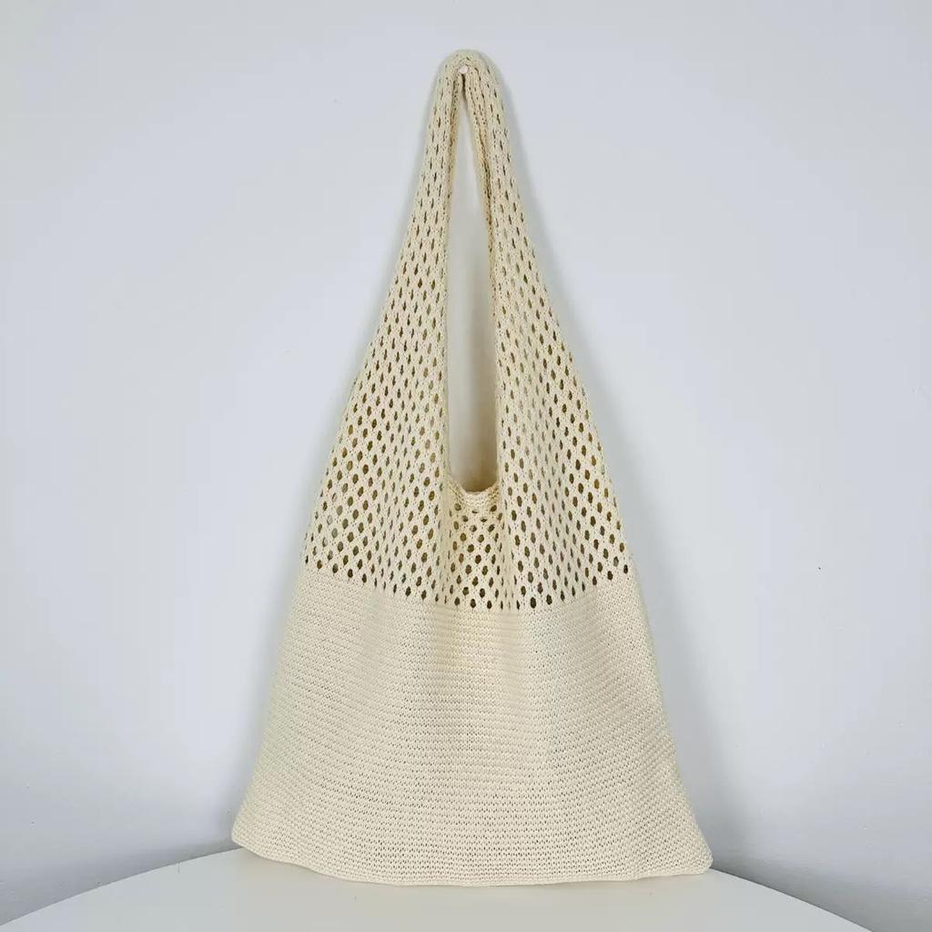 Summer super fire woven bag women's new literary and artistic style wool knitted vacation beach bag shoulder messenger bag