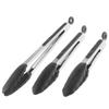 3 Piece Stainless Steel Kitchen Tongs Set with Silicone Tips Heat Resistant Nonstick Grip Cooking Grilling Serving and Baking