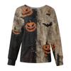 Women's Casual Fashion Long Sleeve Standing Collar Single Breasted Halloween Print Workwear Jacket Tops