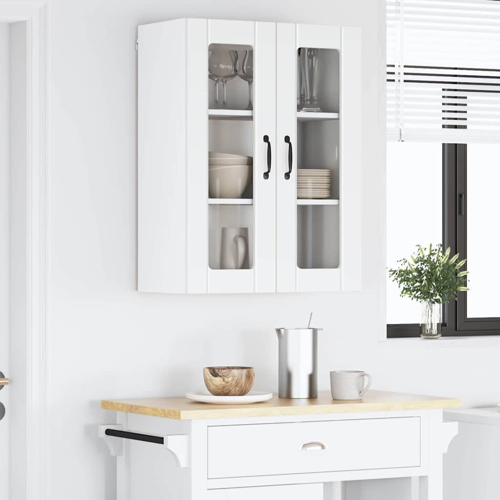 Wall Mounted Glass Cabinet LUCCA White 60 X 31 X 80 Cm Particleboard