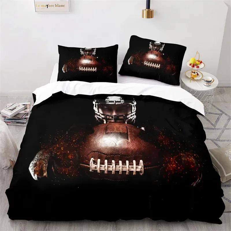Sport Bettbezug Set American Football Spieler Bettwäsche Set für Jungen Mädchen Kinder Weicher Ballsport Steppdeckenbezug mit Kissenbezügen