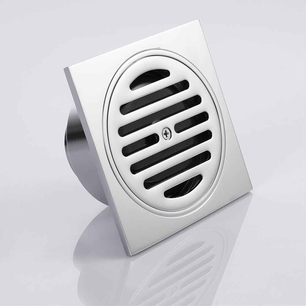 Bathroom Accessories 113*113mm Shower Floor Drain Can Insert Tiles Floor Drain Cover Brass Anti-odor Floor Drain Chrome