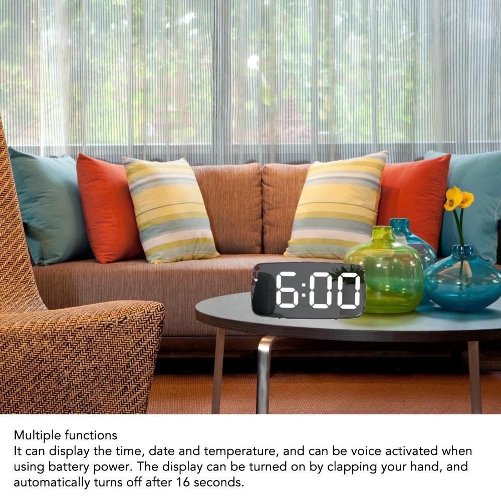 Adjustable Brightness Mirror Alarm Clock Large Display LED Electronic Clock For Bedside