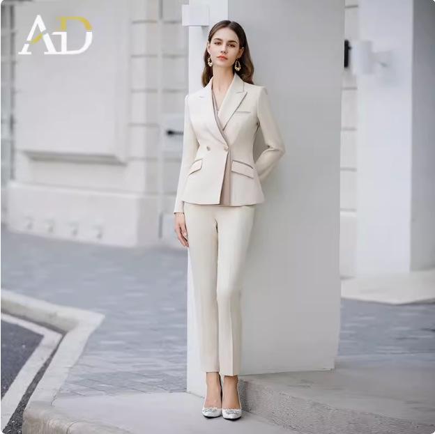 Front Desk Workwear Women's 2024 Elegant Spliced Light Color Suit Jacket for Managers