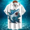 3D Animal Shark Print Hawaiian Shirt Men's Summer Casual Shirt Fashion Short Sleeved Sea World Loose Street Blouse Clothes