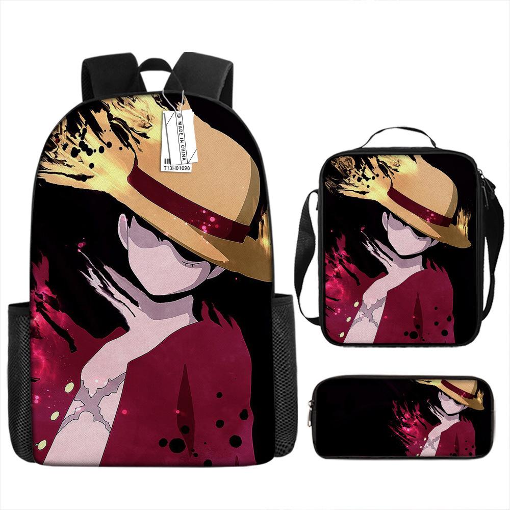 Peripheral ONE PIECE Student School Bag Cartoon School Bag Children's Backpack Three-piece Satchel