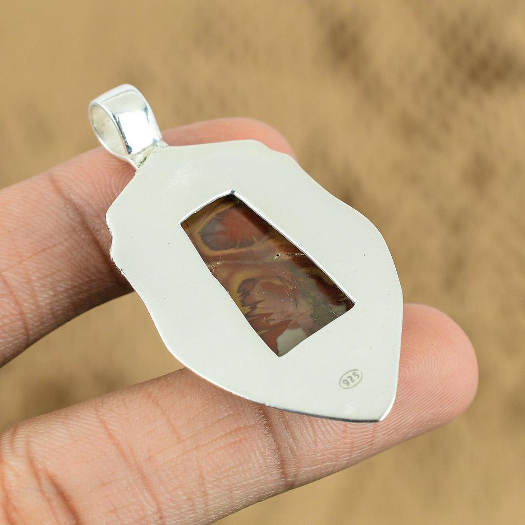 Radiant Noreena Jasper Gemstone Sterling Silver Ethnic Anniversary Wife Pendant