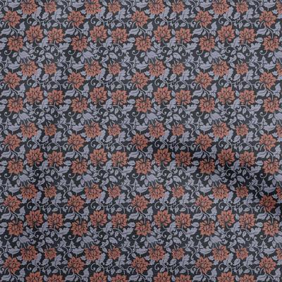 Cotton Flex Black Fabric Floral Sewing Material Print Fabric By The Yard 40 Inch