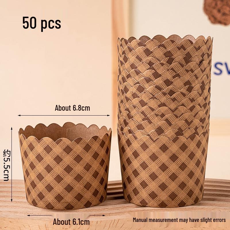 50 Hochtemperatur-Beständige Kraftpapier Muffin- & Chiffon-Kuchenförmchen - Lebensmittelqualität, Einweg, Runde Backförmchen