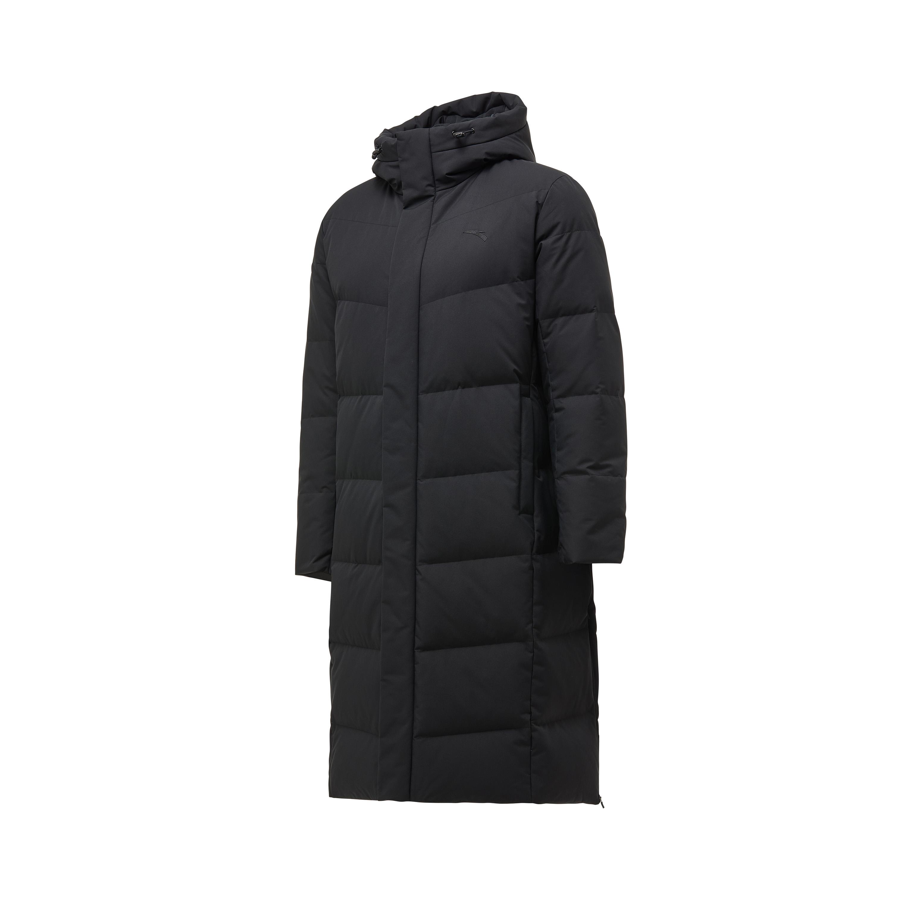 

Anta Warm Fashionable Comfortable Long Sports Hooded Winter Training Outdoor Down Jacket Unisex Outerwear Basic-Black 452540212-2 S