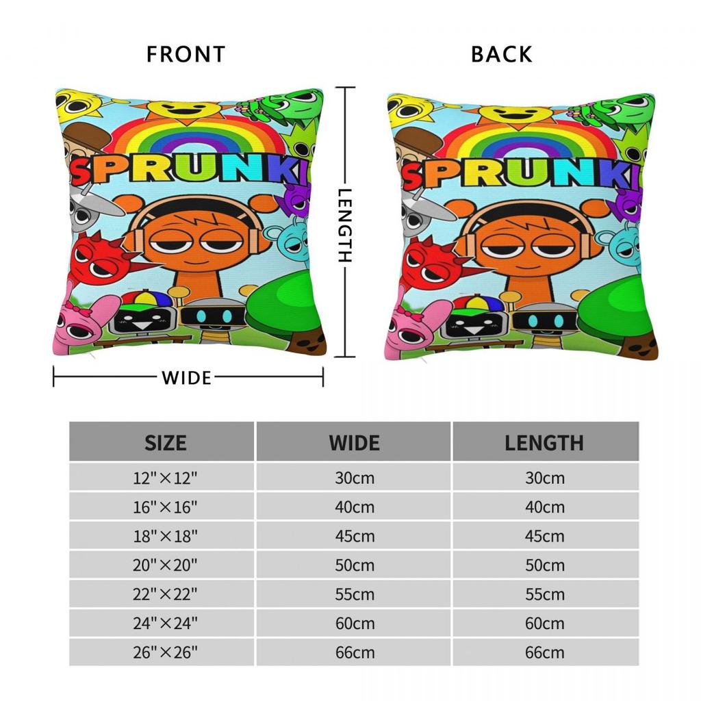Federe per Cuscini Sprunki Merch Copricuscino Stampato Copricuscino da Lancio Decorazione per Divano Quadrato Multimisura