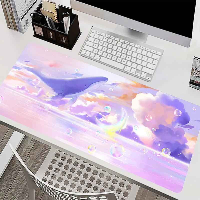 Office Mouse Pad Gamer Highquality Rubber Computer Desk Mat Blue Carpet Kawaii Gaming Accessories Cloud Whale Extended Mousepad