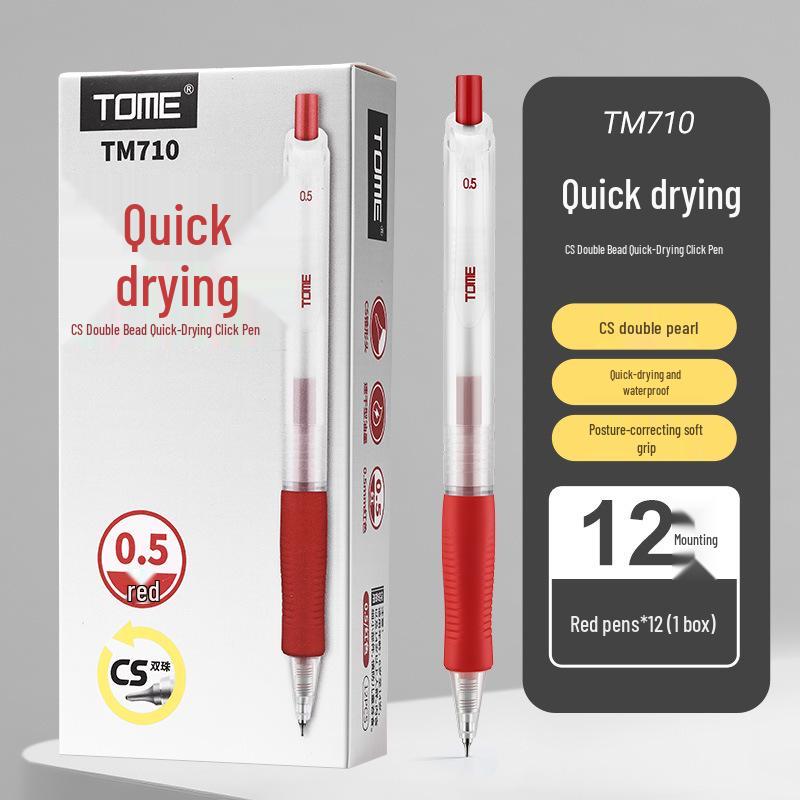 

TOME Quick-Drying Neutral Pen - 0.5mm, Conical Tip, Red/Blue/Black, Perfect for Exam & Student Note-Taking. 0.5mm