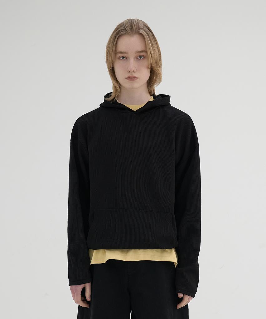 Waffle Hooded T-Shirts (Black)