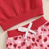 Toddler Girl Valentines Day Outfit, Letter Long Sleeve Sweatshirt Heart Long Pants 2 Piece Set