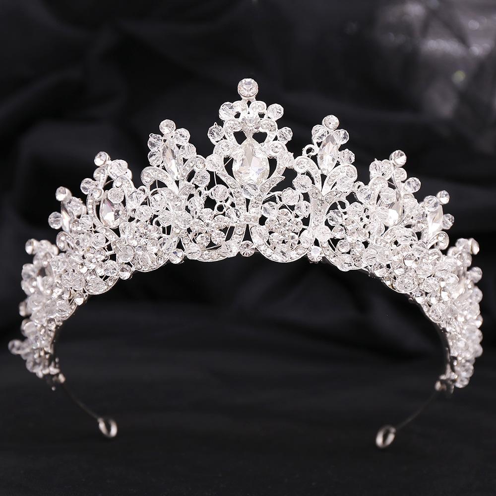 European Crystal Diamond Handmade Gypsophila Hair Accessories Headband Baroque Beaded Beauty Leaf Bridal Crown