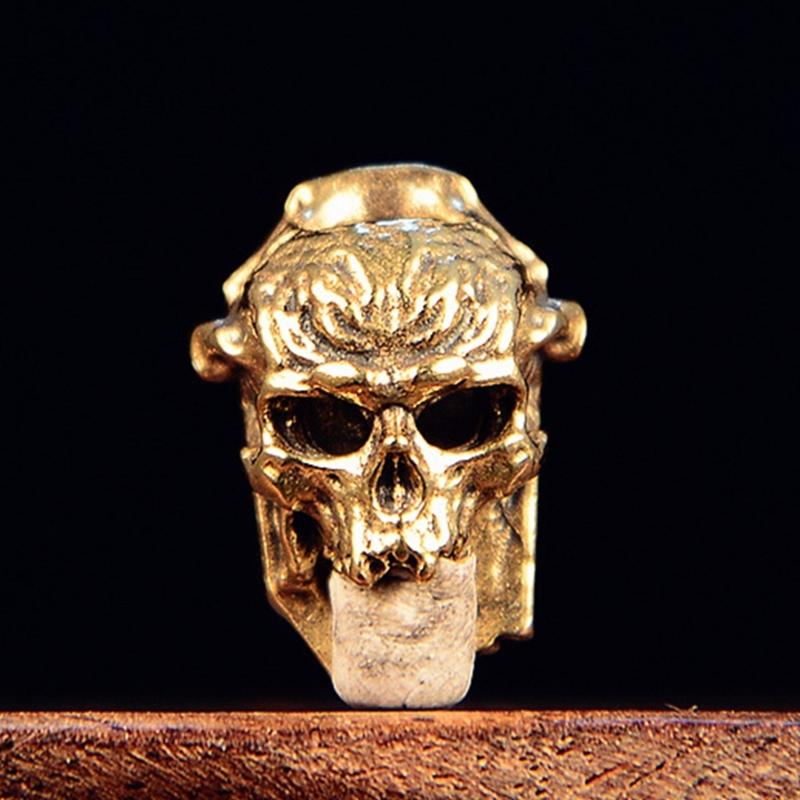 Retro Carved Copper Skull Charm Paracord Pendant Ornament For Handmade Craft Costume Decoration Jewelry Making Sewing