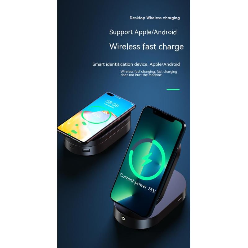 WS New Three-in-one Wireless Charger Charging Treasure Mobile Power Folding Wireless Charging 15W Gift Logo