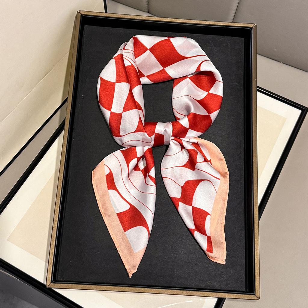 Spring and summer new geometric irregular thin printed silk scarf women's high-end temperament fashionable versatile square scarf