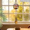 2D Flat Stained Glass Red Tree of Life Window Decoration, 7.87inches Lighting Colored Glass Plate with Chain, Charming Spring Summer Sun Catcher Home