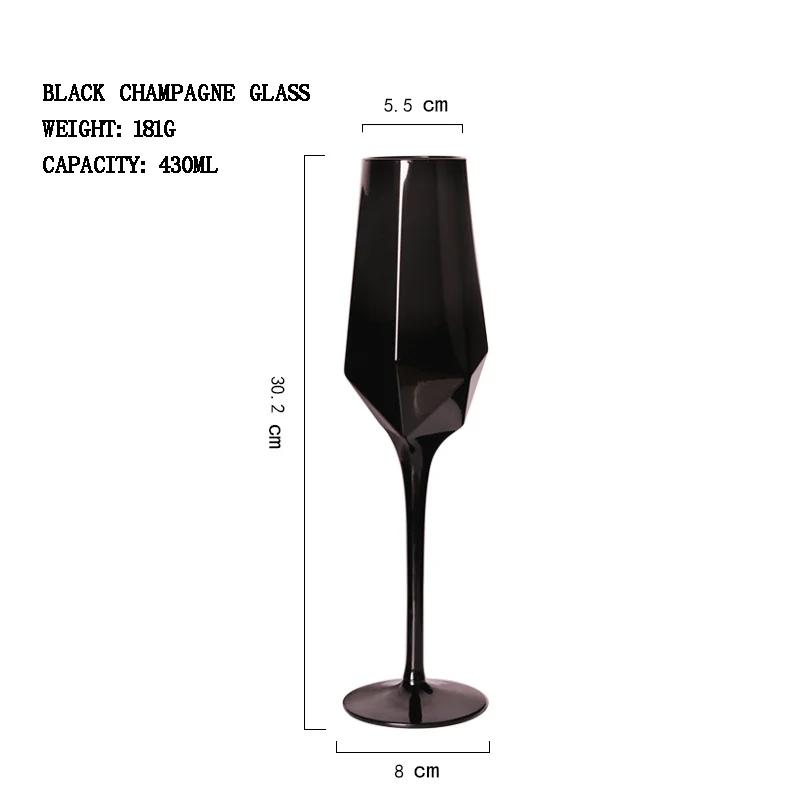Pure Black Crystal Red Wine Glass with Golden Edge Luxury Simple Goblet For Special Room Champagne Glasses Kitchen Utensils