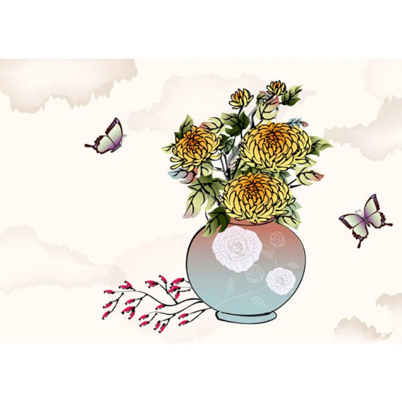 Framed Vector Plants & Flowers Ink Painting Poster with Free Shipping