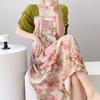 Short-sleeved cotton silk nightgown women's summer square collar improved Hanfu national style cotton silk skirt loungewear can be worn outside 