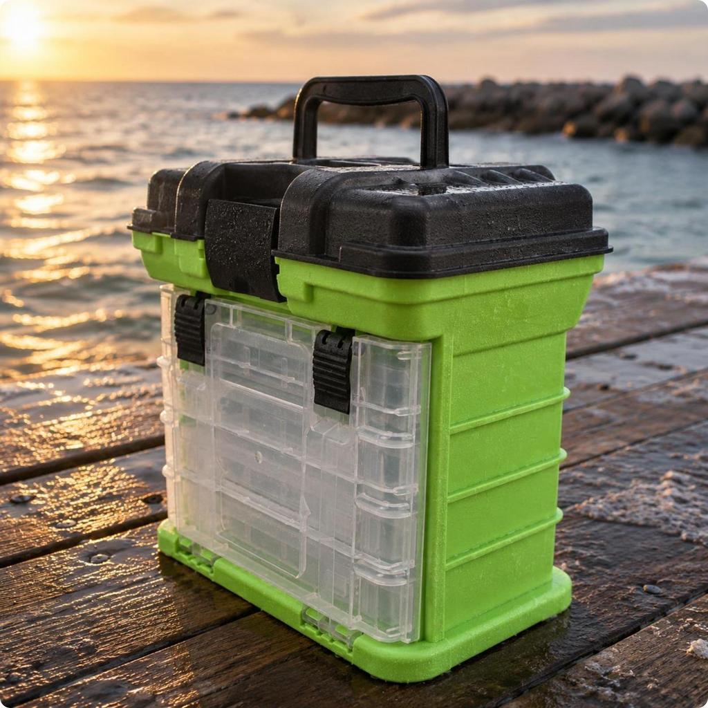 Lure Storage Organizer Hand Carry Handle Portable Tackle Box Easy To Organize Multi Tray
