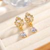 Elegant European Heart & Rhinestone Drop Earrings for Women - Personalized Design