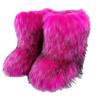 Vintage-Inspired Women's Fuzzy Boots | Brown & Black Faux Fur, Retro Trendy Warm Winter Ankle Footwear