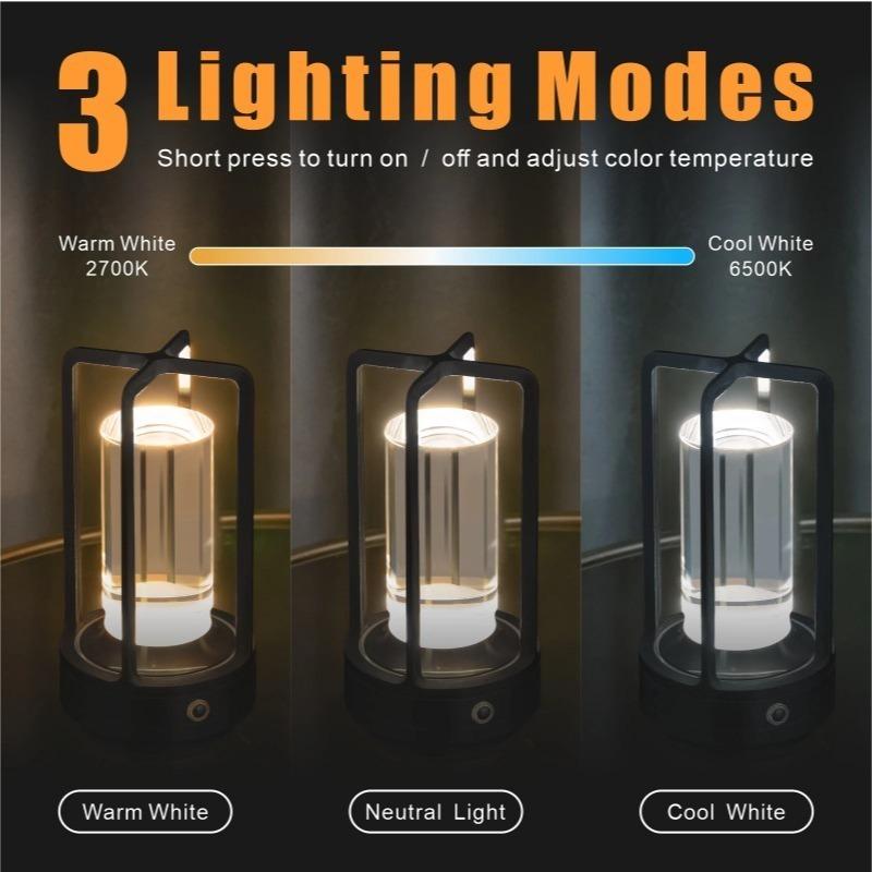 Portable Rechargeable LED Atmosphere Lamp, Vintage Creative Table Light, Touch Dimmable Decor Lighting for Bedside, Desk, Restaurant, Camping